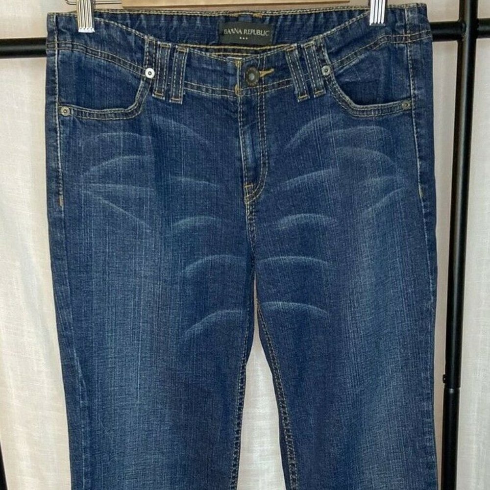 Banana Republic Women's 4 Bootcut Low Rise Blue Dark Wash Jeans